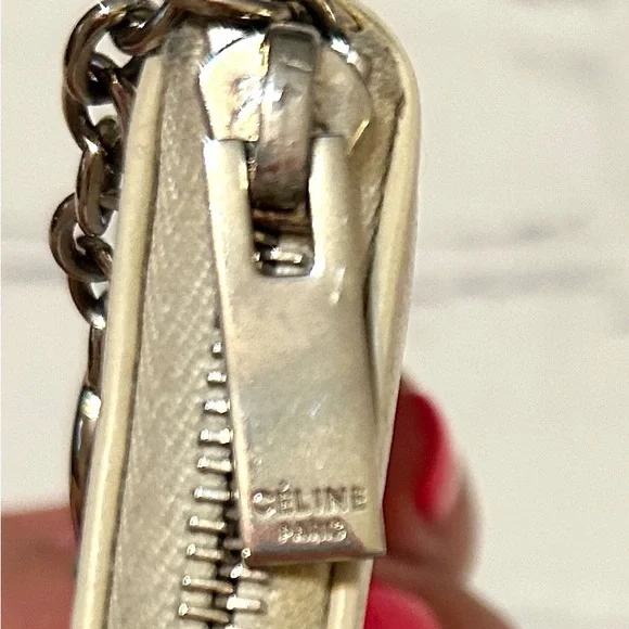 Celine Ivory & Purple Leather Keychain Wristlet - Picture 5 of 14